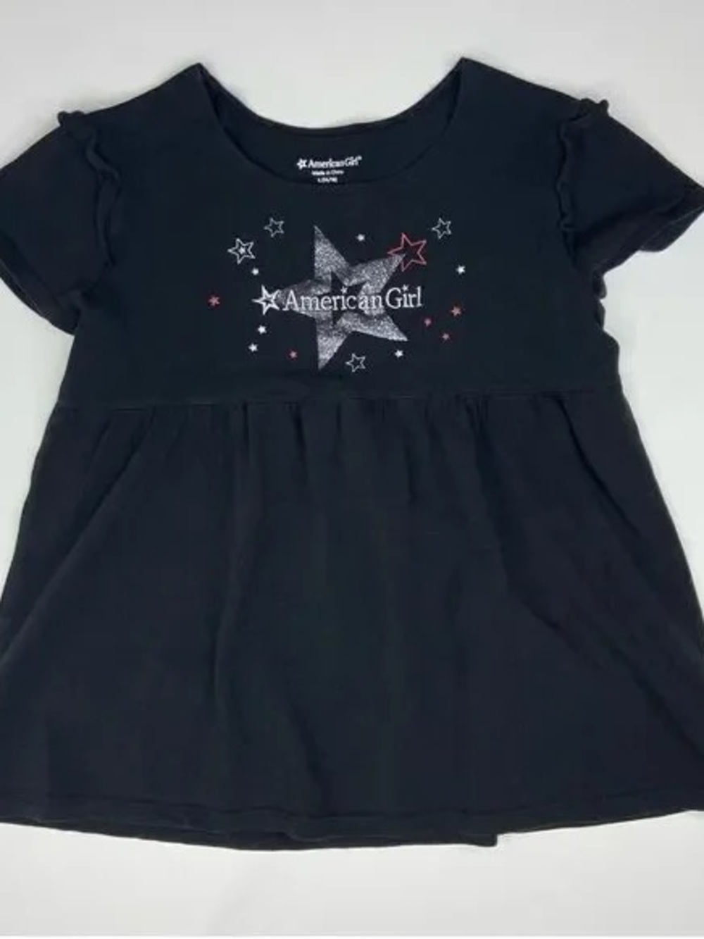 American Girl Black Short Sleeve Top with Glitter Star
